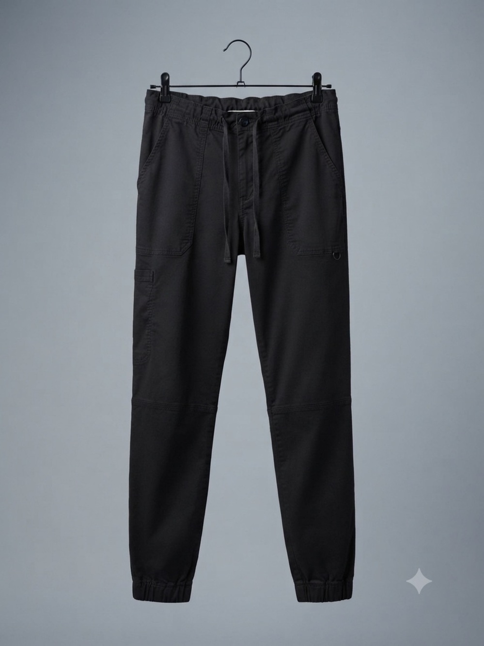 koi Men’s Black Elastic Large Drawstring scrub Pants with zipper.